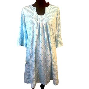 TOP IT OFF SHIFT DRESS BLUE WHITE SIZE LARGE NEW WITH TAGS
